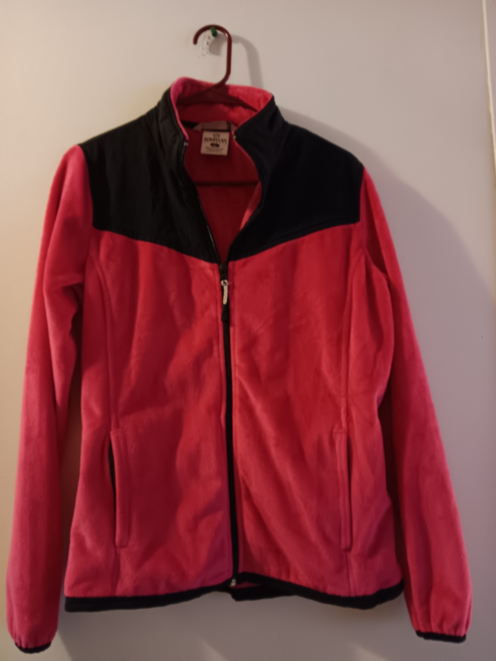 Magellan Outdoors Pink Fleece Jacket with Black Yoke Medium